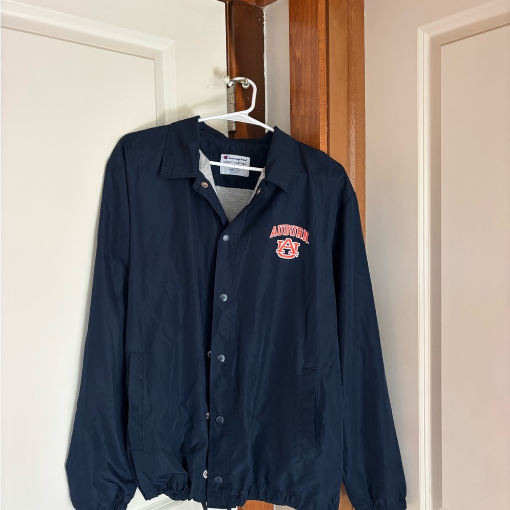 Champion Men's Navy Windbreaker with Red Logo